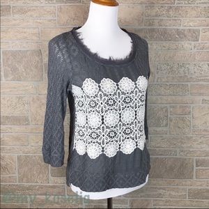 Anthropologie Meadow Rue Lace Overlay Top